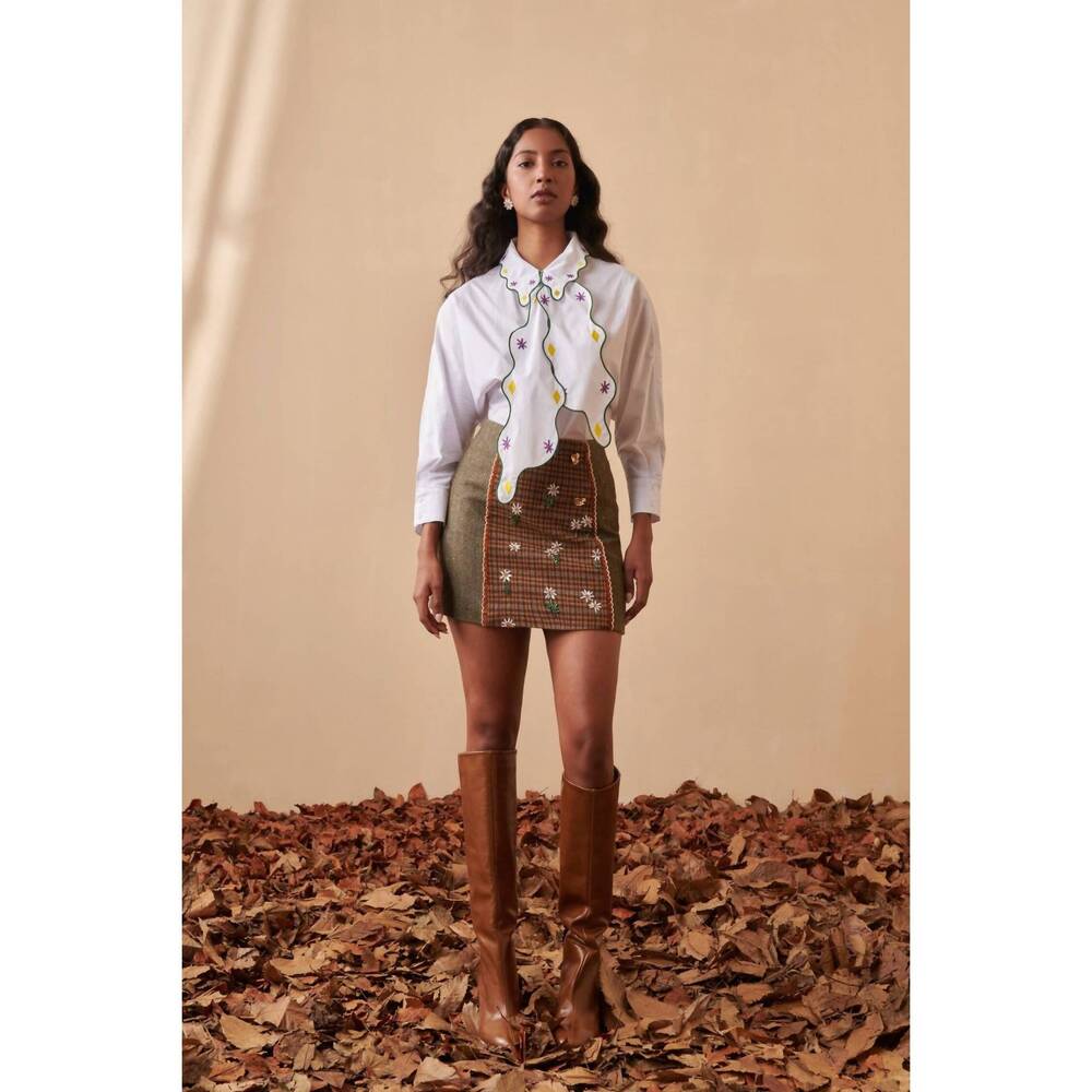 NEW CELIA B bonheur mini skirt in brown - Picture 6 of 7